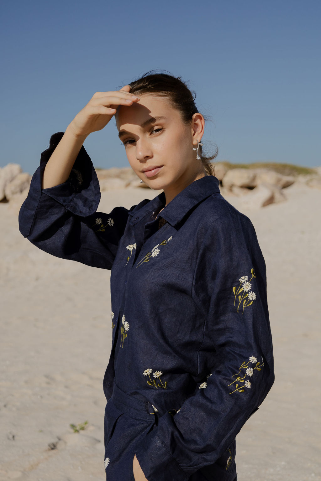 Camisa Margaritas Marino
